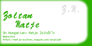 zoltan matje business card